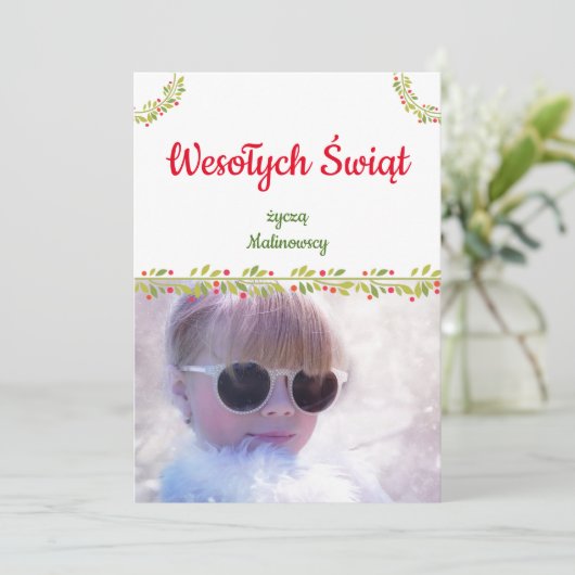 Wesołych Świąt kartka po polsku Poolse kerst Feestdagenkaart (Staand voorkant)