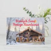 Wesołych świąt Katholieke Kerstkaart in het Pools Aankondiging (Staand voorkant)