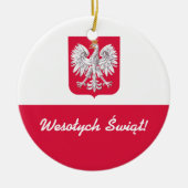 Wesołych Świąt Kerst in het Pools Keramisch Ornament (Voorkant)