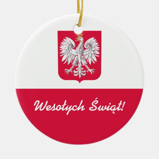 Wesołych Świąt Kerst in het Pools Keramisch Ornament (Voorkant)