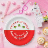 Wesolych Swiat-kerstfeest Poolse vlag & naam Papieren Bordje (Feest)