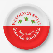 Wesolych Swiat-kerstfeest Poolse vlag & naam Papieren Bordje (Voorkant)
