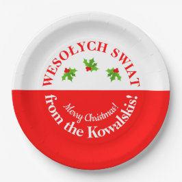 Wesolych Swiat-kerstfeest Poolse vlag & naam Papieren Bordje