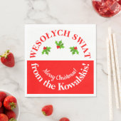 Wesolych Swiat-kerstfeest Poolse vlag & naam Servet (Insitu)