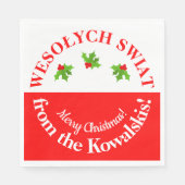 Wesolych Swiat-kerstfeest Poolse vlag & naam Servet (Voorkant)
