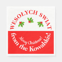 Wesolych Swiat-kerstfeest Poolse vlag & naam Servet