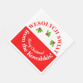 Wesolych Swiat-kerstfeest Poolse vlag & naam Servet
