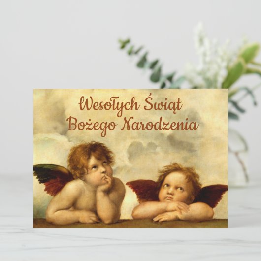 Wesołych świąt kerstfeestkaart in het Pools Aankondiging (Staand voorkant)