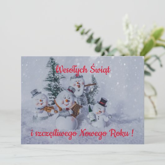 Wesołych świąt kerstkaart in het Pools Aankondiging (Staand voorkant)