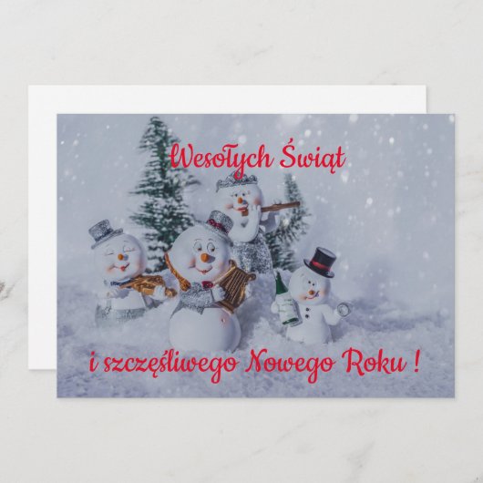 Wesołych świąt kerstkaart in het Pools Aankondiging (Voorkant / Achterkant)