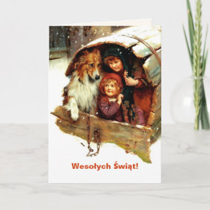Wesołych Świąt kerstKaart in het Pools Feestdagen Kaart
