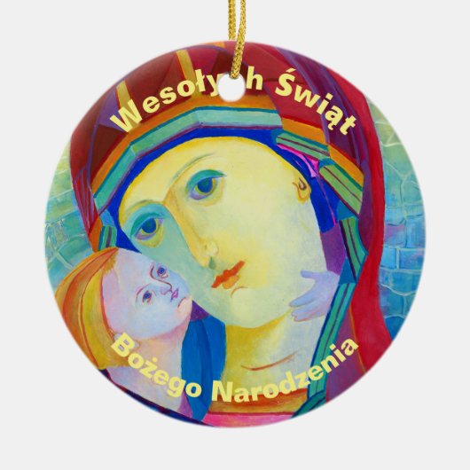 Wesołych Świąt Merry Kerstcadeau Pools Keramisch Ornament (Voorkant)