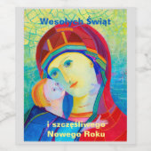 Wesołych Świąt Merry Kerstcadeau Pools Wijn Etiket (Enkel label)