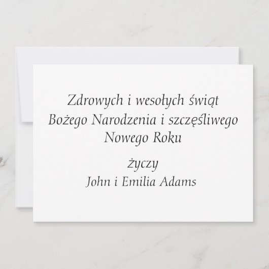 Wesołych świąt Merry Kerstcard Polen Aankondiging (Achterkant)