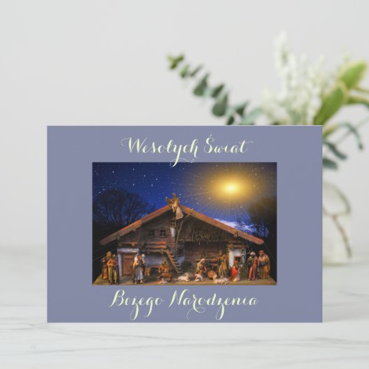 Wesołych świąt Merry-kerstkaart in het Pools Aankondiging (Staand voorkant)