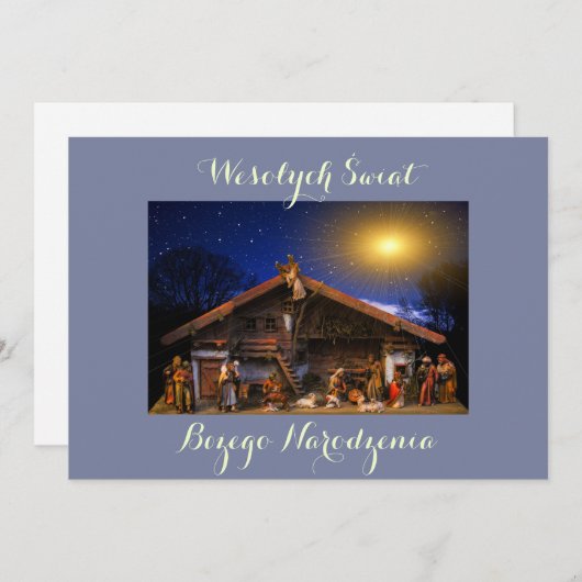 Wesołych świąt Merry-kerstkaart in het Pools Aankondiging (Voorkant / Achterkant)