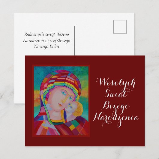 Wesołych Świąt Merry-kerstkaart in het Pools Briefkaart (Voorkant / Achterkant)