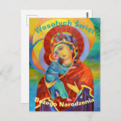 Wesołych Świąt Merry-kerstkaart in het Pools Briefkaart (Voorkant / Achterkant)