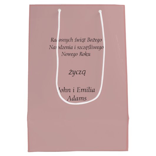 Wesołych Świąt Merry-kerstkaart in Poolse omloop Medium Cadeauzakje (Achterkant)