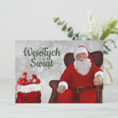 Wesołych świąt Merry kerstkaart Poolse Polski Aankondiging (Staand voorkant)