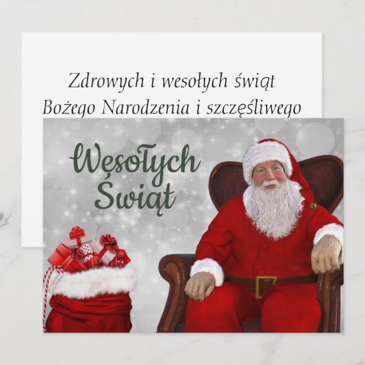 Wesołych świąt Merry kerstkaart Poolse Polski Aankondiging (Voorkant / Achterkant)