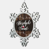 Wesołych Świąt Poland Merry Kerstmis, Rustic Tin Sneeuwvlok Ornament (Rechts)