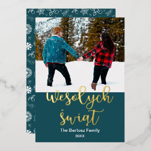Wesołych świąt, Pools kerst-elegant Folie Feestdagenkaart