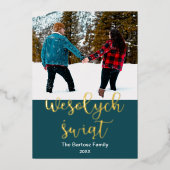 Wesołych świąt, Pools kerst-elegant Folie Feestdagenkaart (Voorkant)