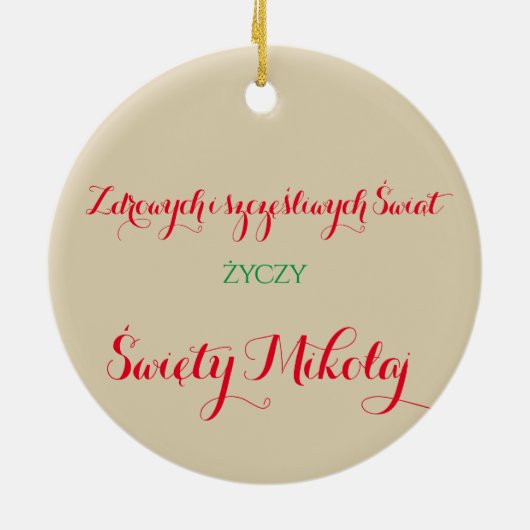 Wesołych Świąt Pools kerstdecor Cerami Keramisch Ornament (Achterkant)