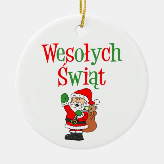 Wesolych Swiat Pools kerstkeramisch Ornament (Voorkant)