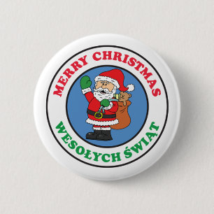 Wesolych Swiat Poolse kerst Ronde Button 5,7 Cm
