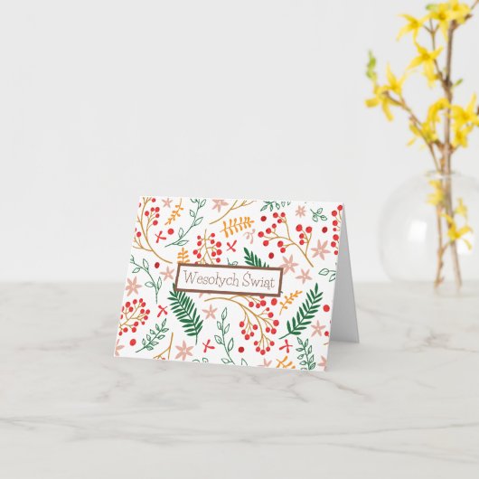 Wesołych Świąt, Poolse kerstKaart Kaart (Gele Bloem)