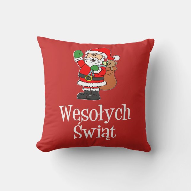 Wesolych Swiat Poolse kerstkerstkerstkerstkerstker Kussen (Voorkant)