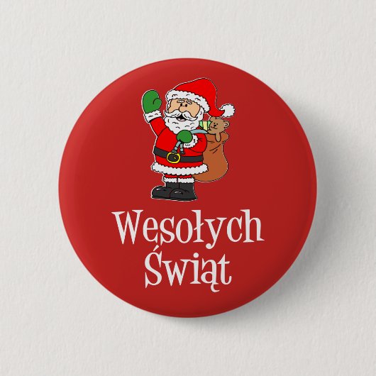 Wesolych Swiat Poolse kerstkerstkerstkerstkerstker Ronde Button 5,7 Cm (Voorkant)