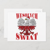 Wesolych Swiat Poolse kerstman Santa Hat Briefkaart (Voorkant / Achterkant)