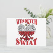 Wesolych Swiat Poolse kerstman Santa Hat Feestdagenkaart (Staand voorkant)