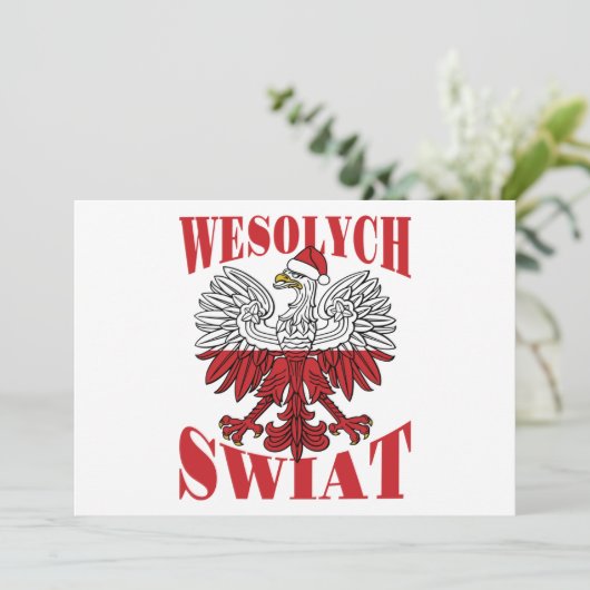 Wesolych Swiat Poolse kerstman Santa Hat Feestdagenkaart (Staand voorkant)