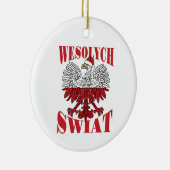Wesolych Swiat Poolse kerstman Santa Hat Keramisch Ornament (Rechts)