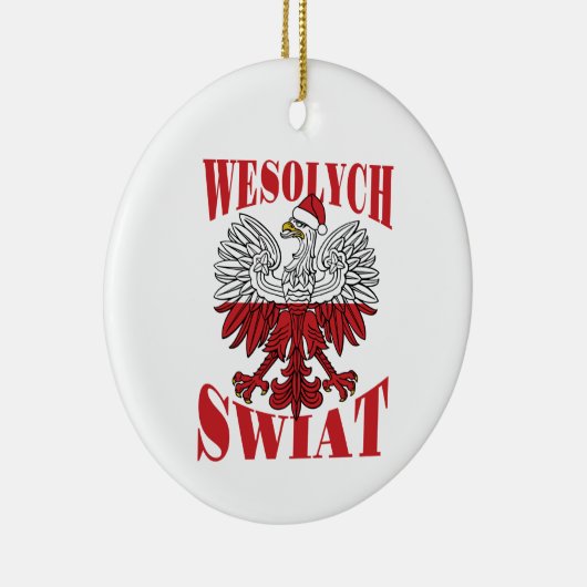Wesolych Swiat Poolse kerstman Santa Hat Keramisch Ornament (Rechts)