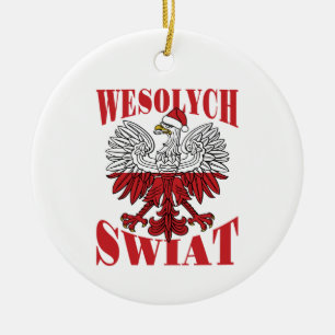 Wesolych Swiat Poolse kerstman Santa Hat Keramisch Ornament
