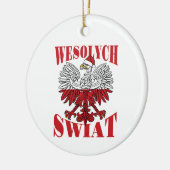 Wesolych Swiat Poolse kerstman Santa Hat Keramisch Ornament (Links)