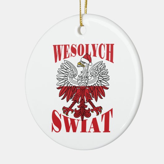 Wesolych Swiat Poolse kerstman Santa Hat Keramisch Ornament (Links)