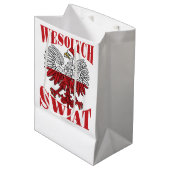 Wesolych Swiat Poolse kerstman Santa Hat Medium Cadeauzakje (Voorkant Gekanteld)