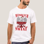 Wesolych Swiat Poolse kerstman Santa Hat T-shirt (Voorkant)