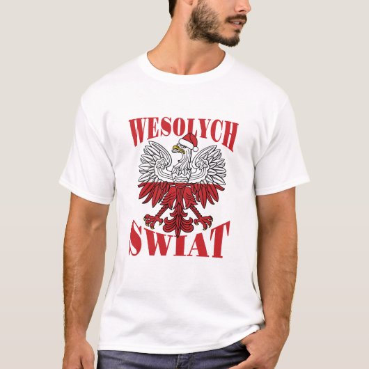 Wesolych Swiat Poolse kerstman Santa Hat T-shirt (Voorkant)