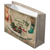 Wesołych świąt Poolse kerstman Vintage Groot Cadeauzakje (Voorkant Gekanteld)