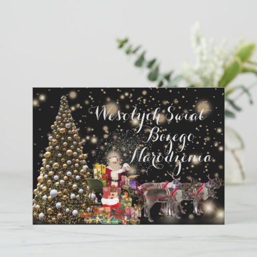 Wesołych świąt Religieuze Kerstkaart in het Pools Aankondiging (Staand voorkant)