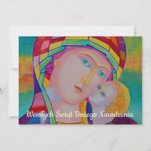 Wesołych świąt Religieuze Kerstkaart in het Pools Aankondiging (Voorkant)