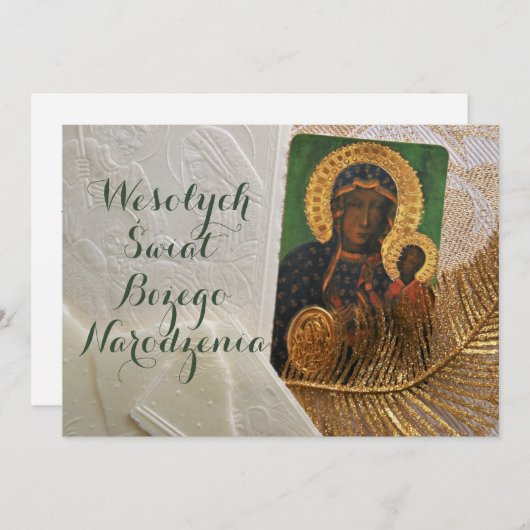 Wesołych świąt Religieuze Kerstkaart in het Pools Aankondiging (Voorkant / Achterkant)