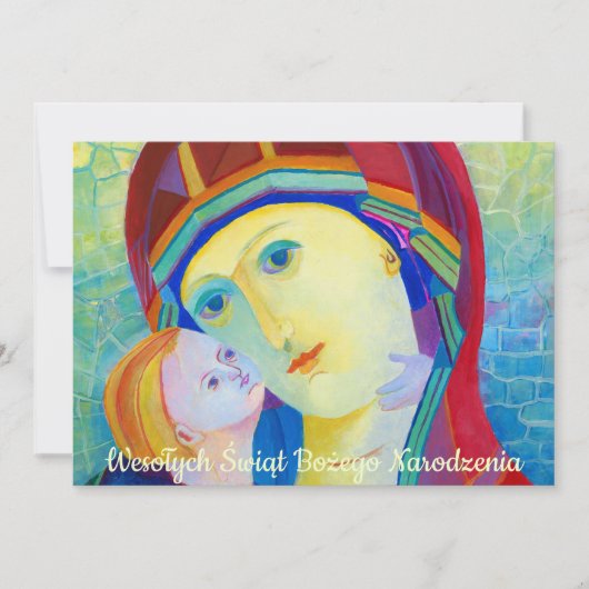 Wesołych świąt Religieuze Kerstkaart in het Pools Aankondiging (Voorkant)